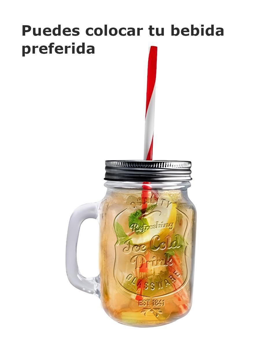Set de vasos con tapa y popote de vidrio con 12 piezas 2