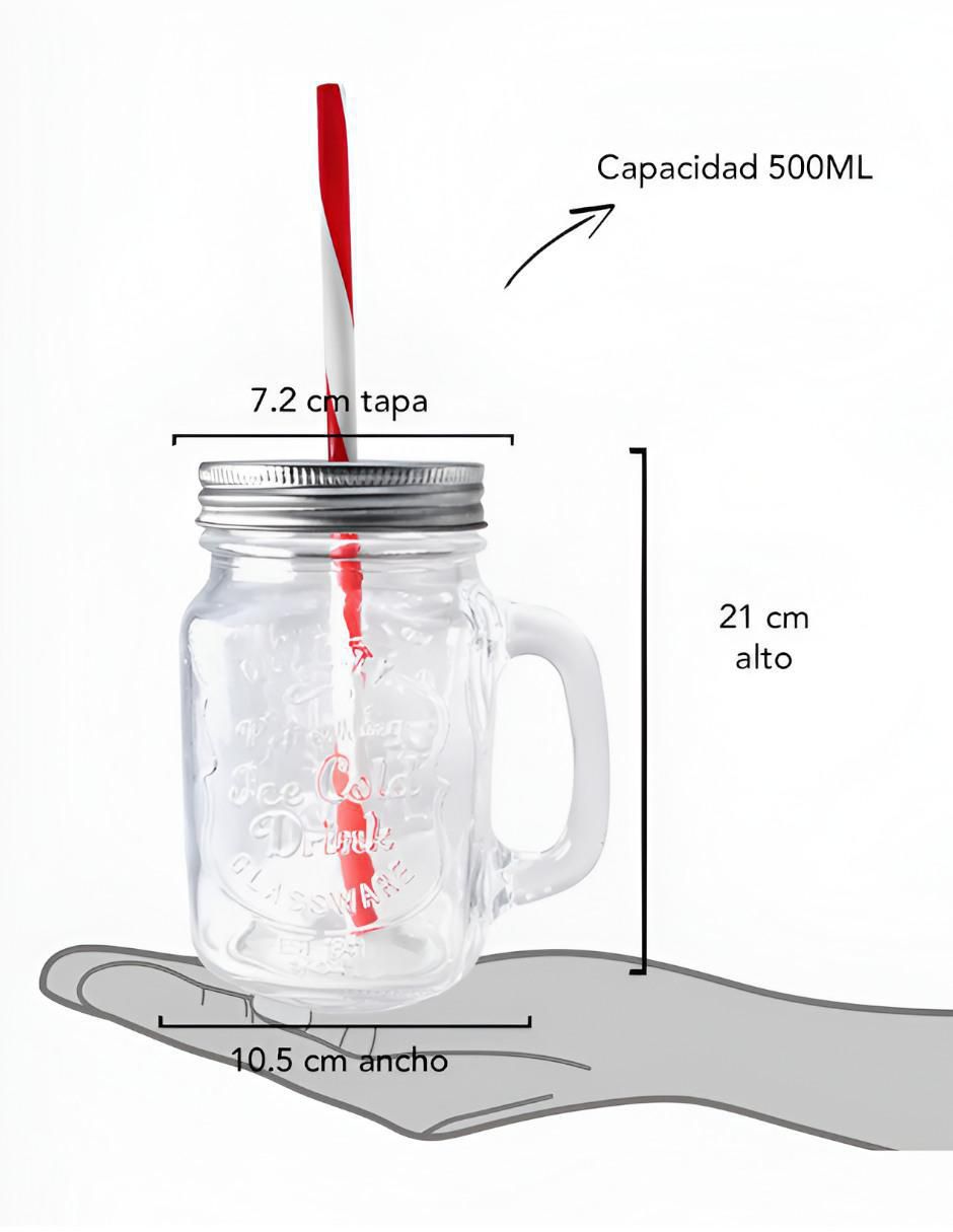 Set de vasos con tapa y popote de vidrio con 12 piezas 4