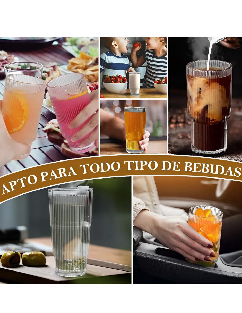 Set de vasos con tapa y popote xtllar1917 de vidrio con 2 piezas