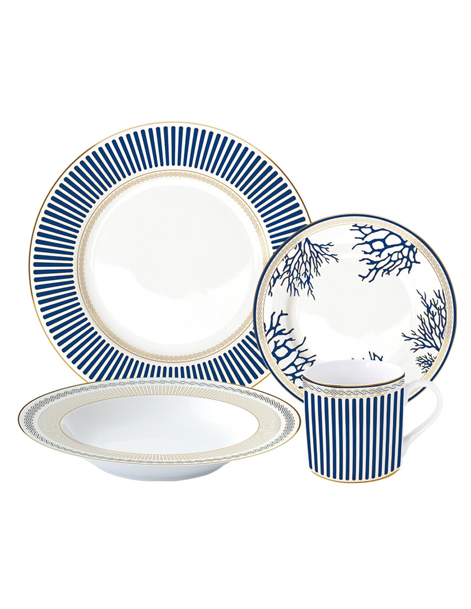 Vajilla cerrada corrallo de porcelana para 4 personas