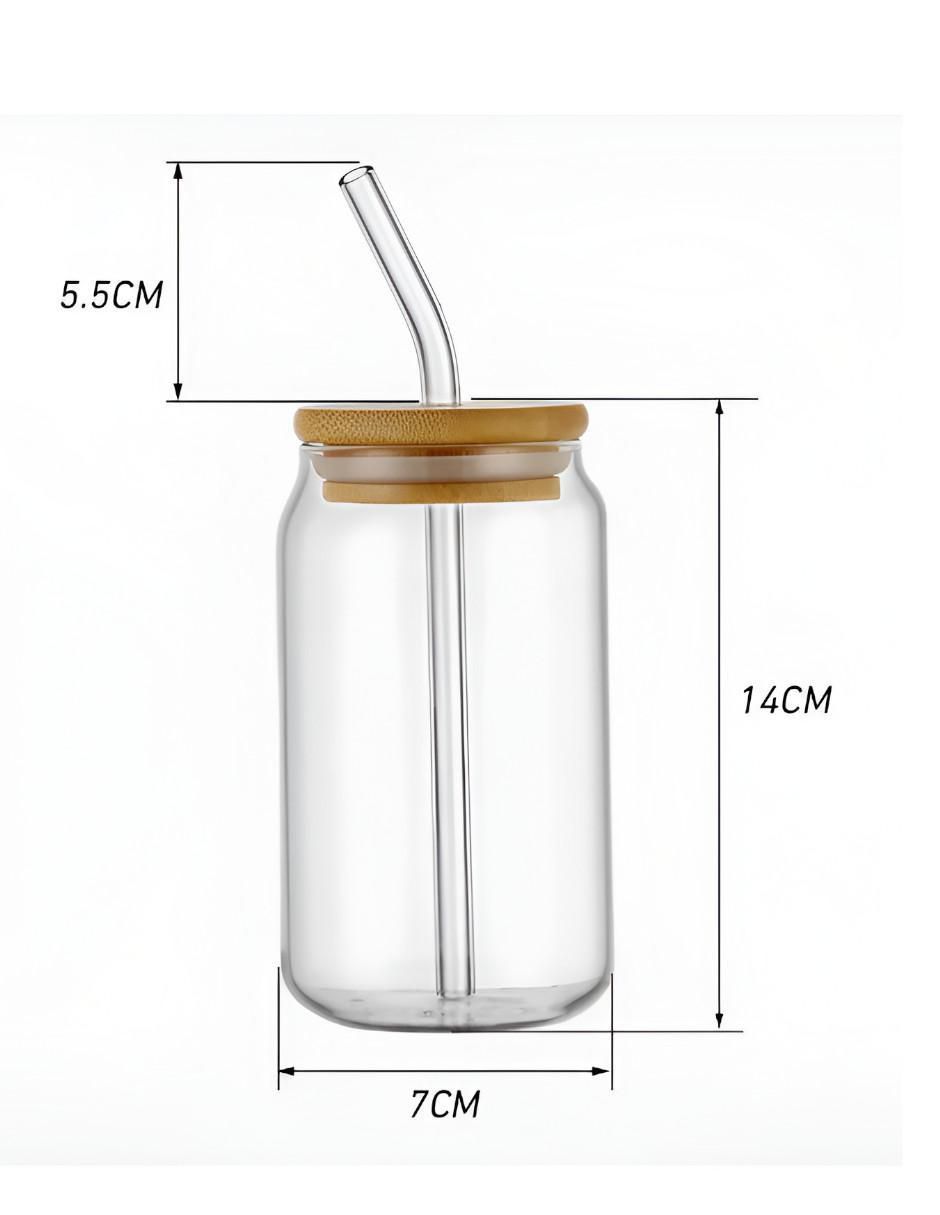 Set de vasos con tapa y popote xtllar1921 de vidrio con 6 piezas