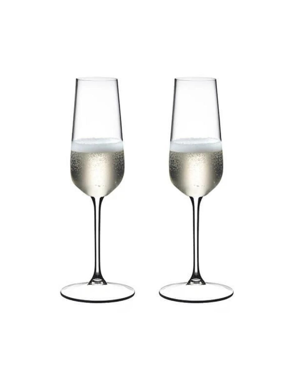 Set de copas para champán flauta de cristal 2 piezas