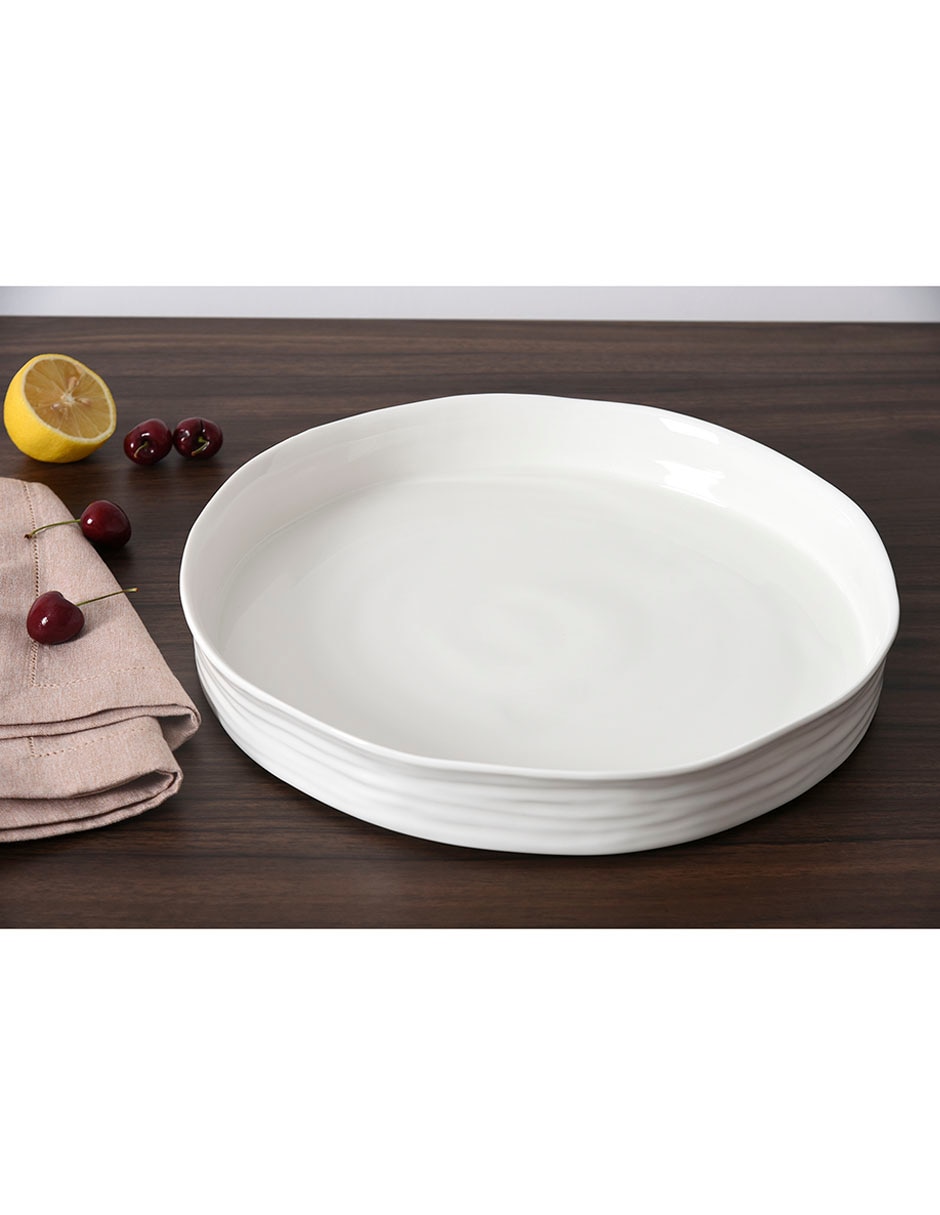 CHAROLA REDONDO LE BLAN, 34 CM, BLANCO