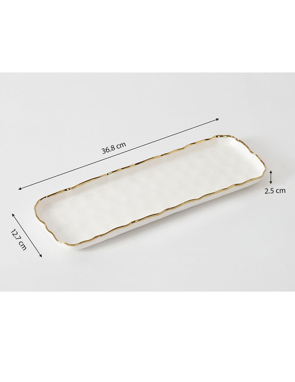 CHAROLA RECTANGULA, 37 X 12 CM, BLANCO 7