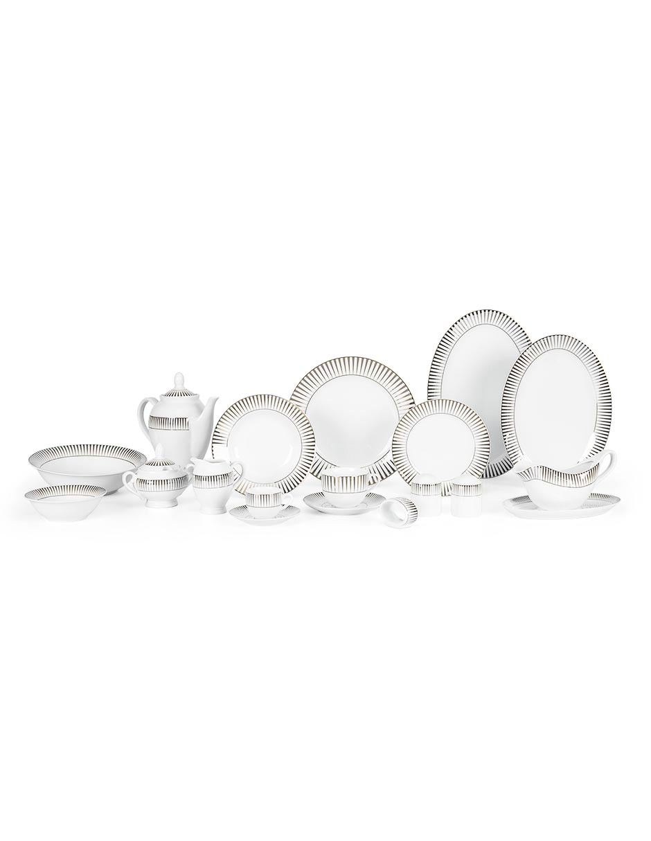 Vajilla atala lisa de porcelana para 6 personas