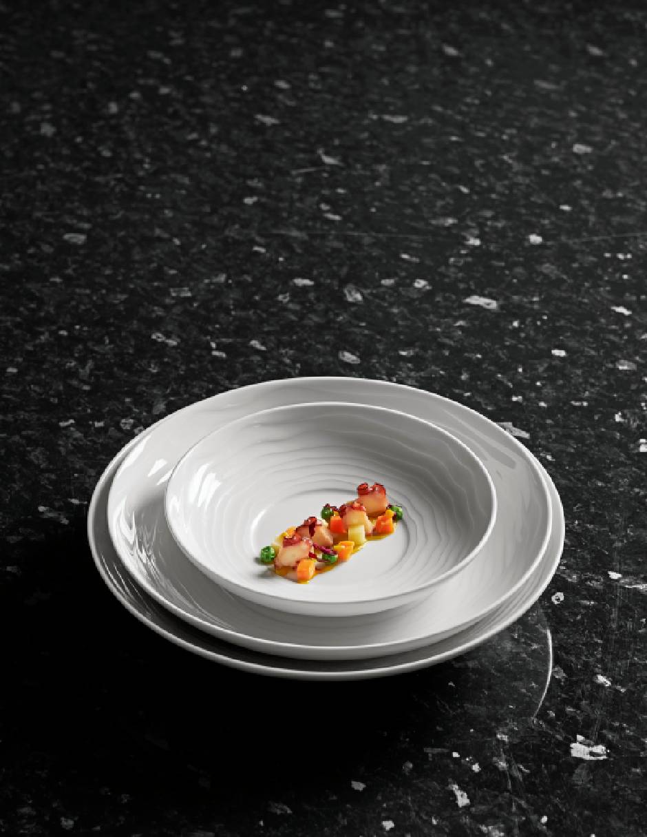Plato para taza Onda de porcelana Plato para taza Onda de porcelana