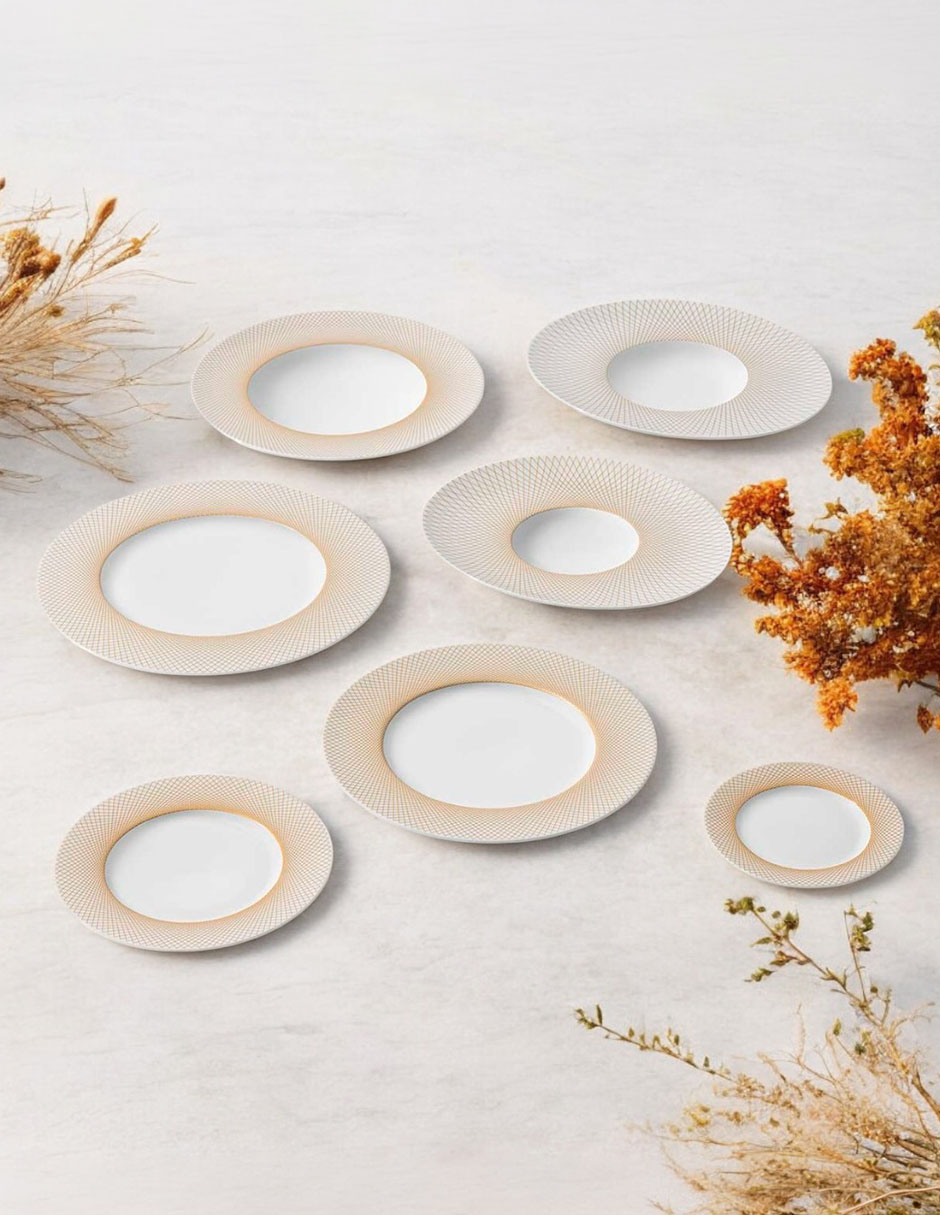 Plato base classique dore de porcelana 3