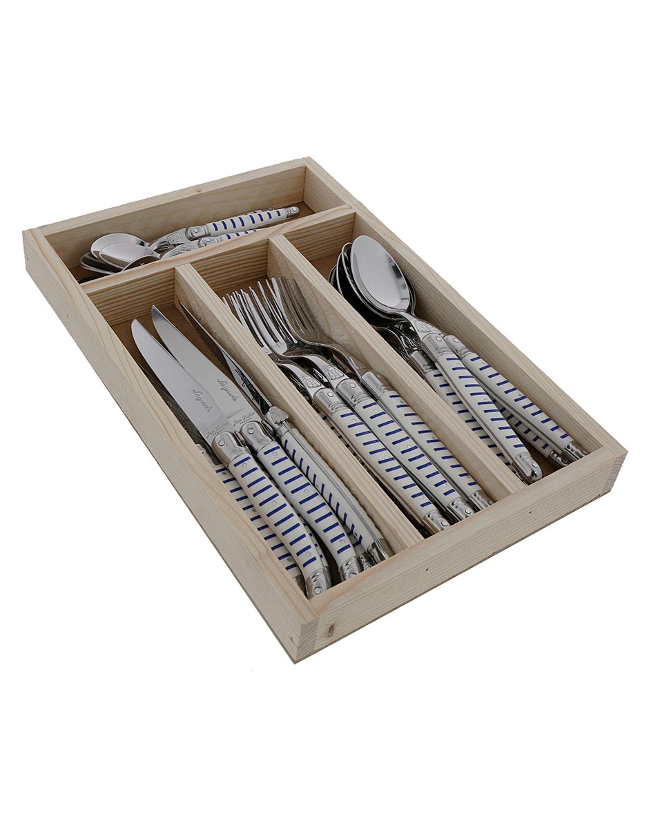 Set de cubiertos Mariniere Blue de acero inoxidable 25 piezas Set de cubiertos Mariniere Blue de acero inoxidable 25 piezas