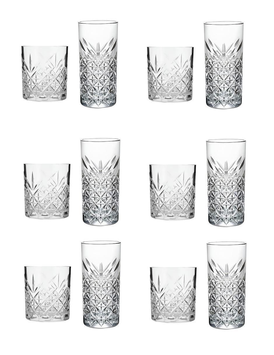 Set de vasos largo de vidrio con 12 piezas