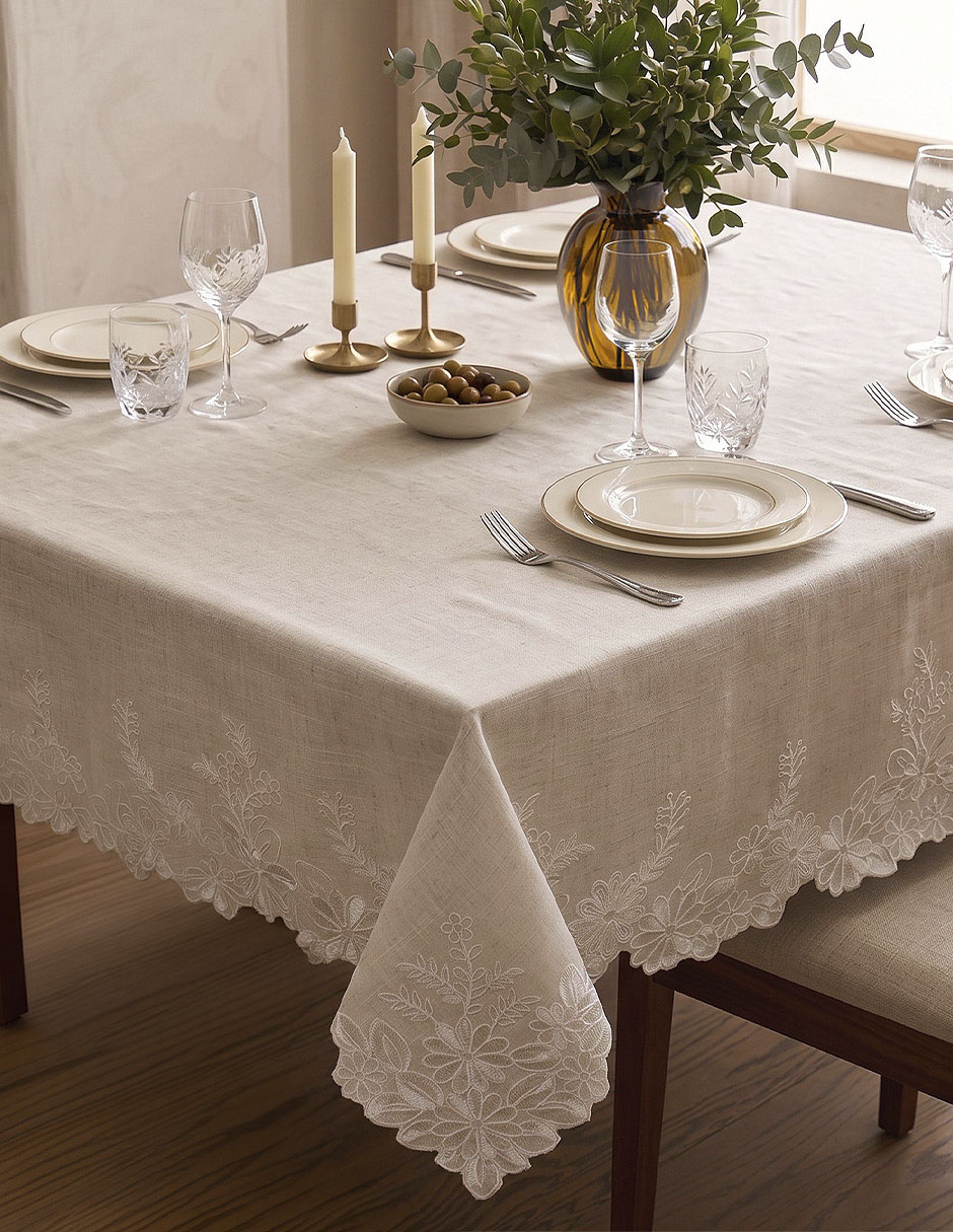 Mantel rectangular Beige Christmas