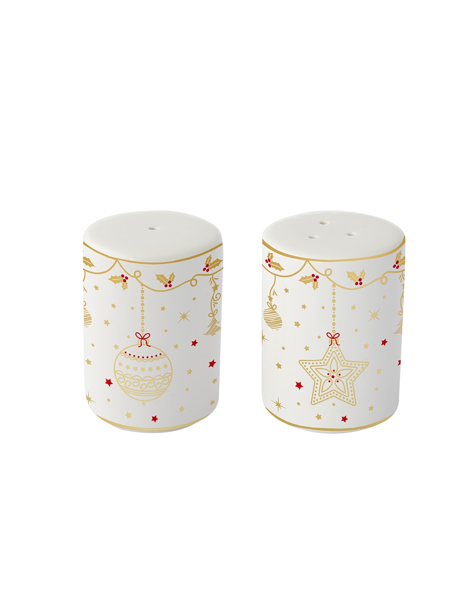 Set salero y pimentero christmas lights de porcelana Set salero y pimentero christmas lights de porcelana