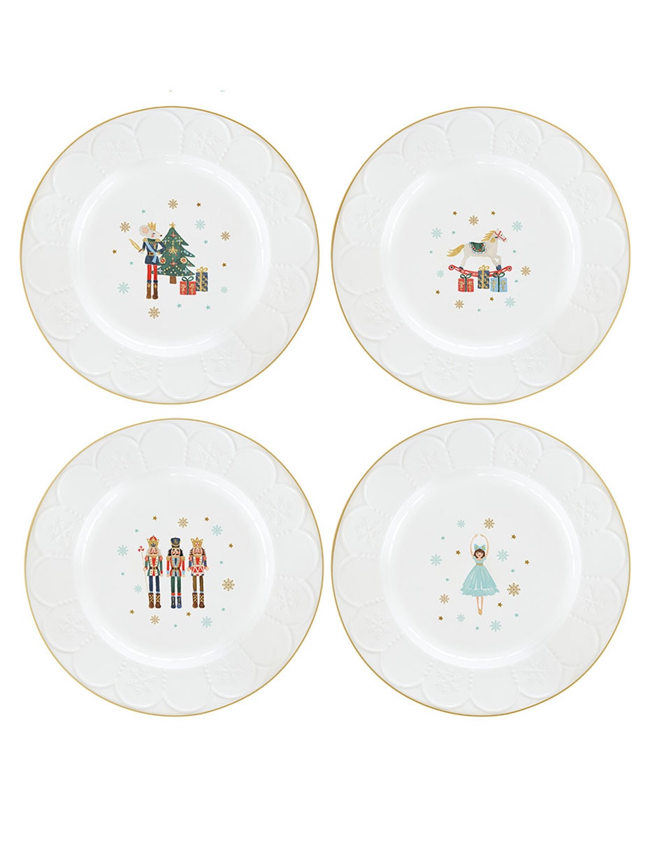 Set de platos Golden Snow de porcelana 4 piezas 1