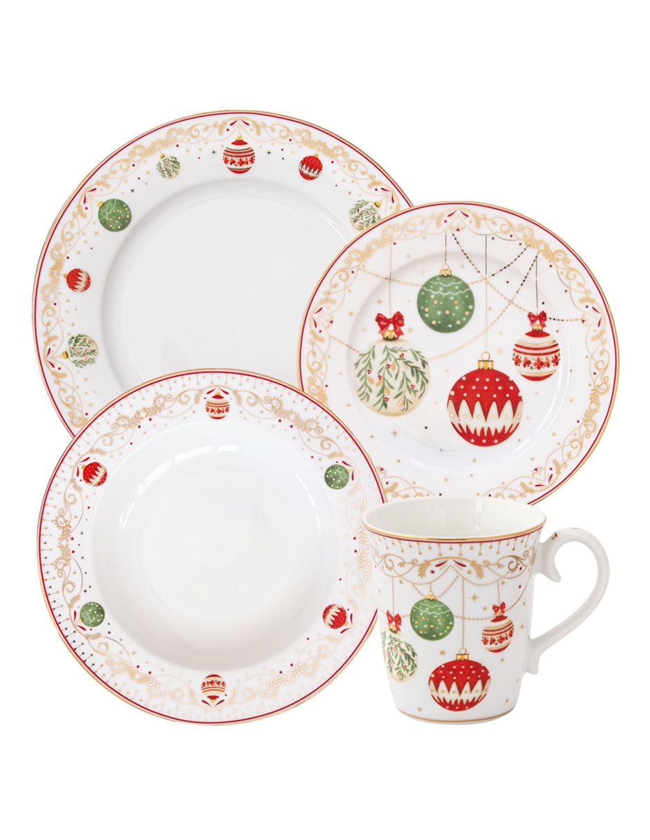 Vajilla cerrada Christmas Eve de porcelana para 4 personas 1