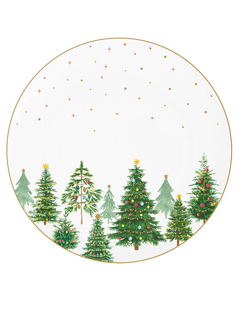 Vajilla cerrada Festive Trees de porcelana para 4 personas 2