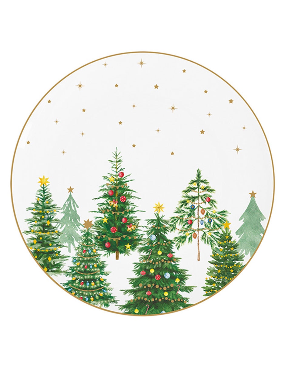 Vajilla cerrada Festive Trees de porcelana para 4 personas 4