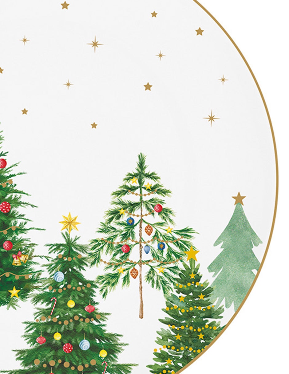 Vajilla cerrada Festive Trees de porcelana para 4 personas 7