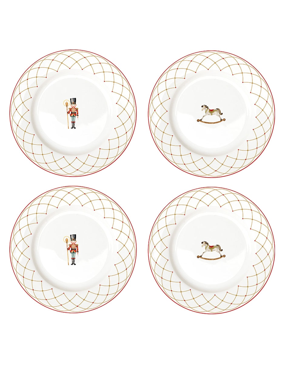 Set plato para postre n narrative de porcelana 4 piezas