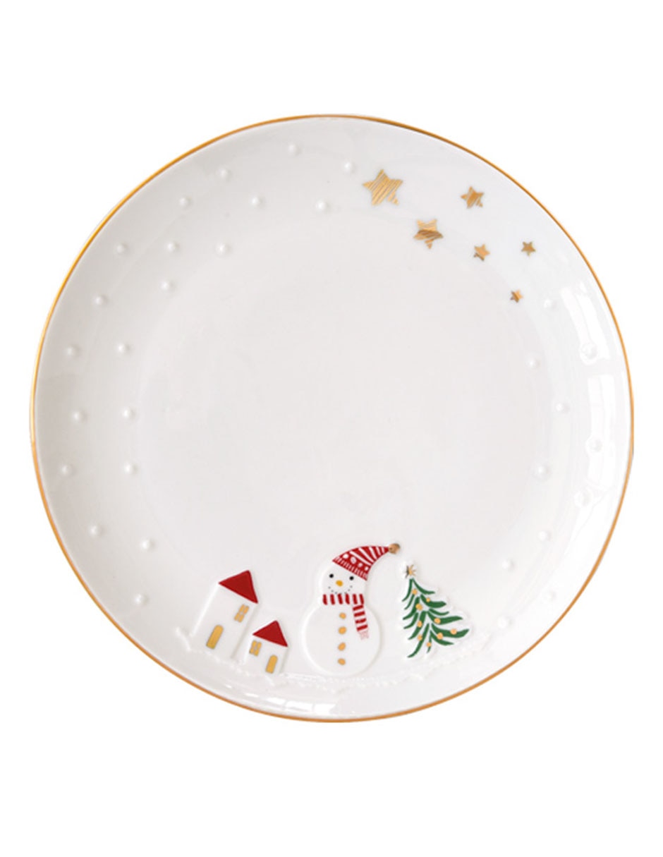 Set plato para postre Let It Snow de porcelana 2 piezas 3