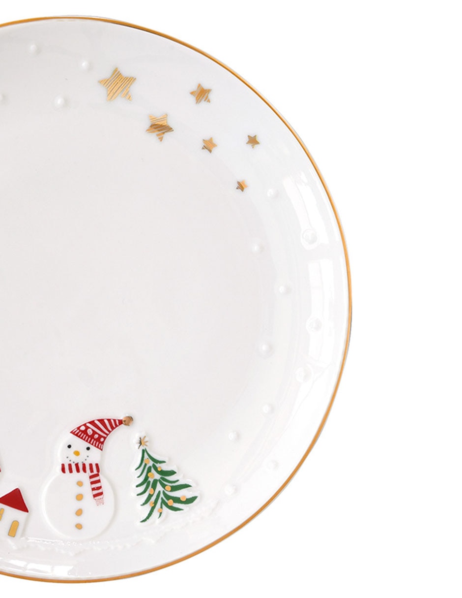 Set plato para postre Let It Snow de porcelana 2 piezas 4