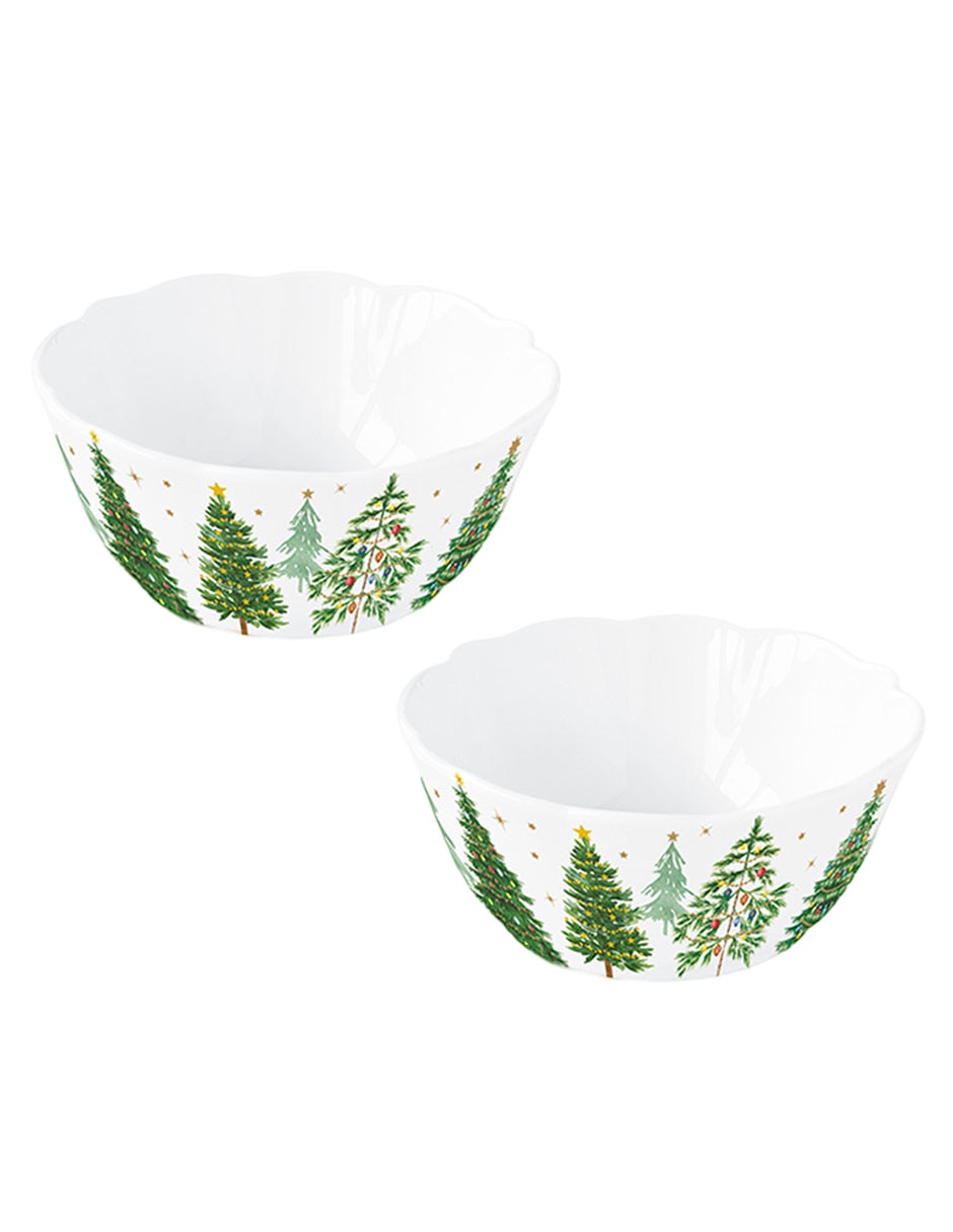 Set bowl Festive Trees 2 piezas de porcelana 1