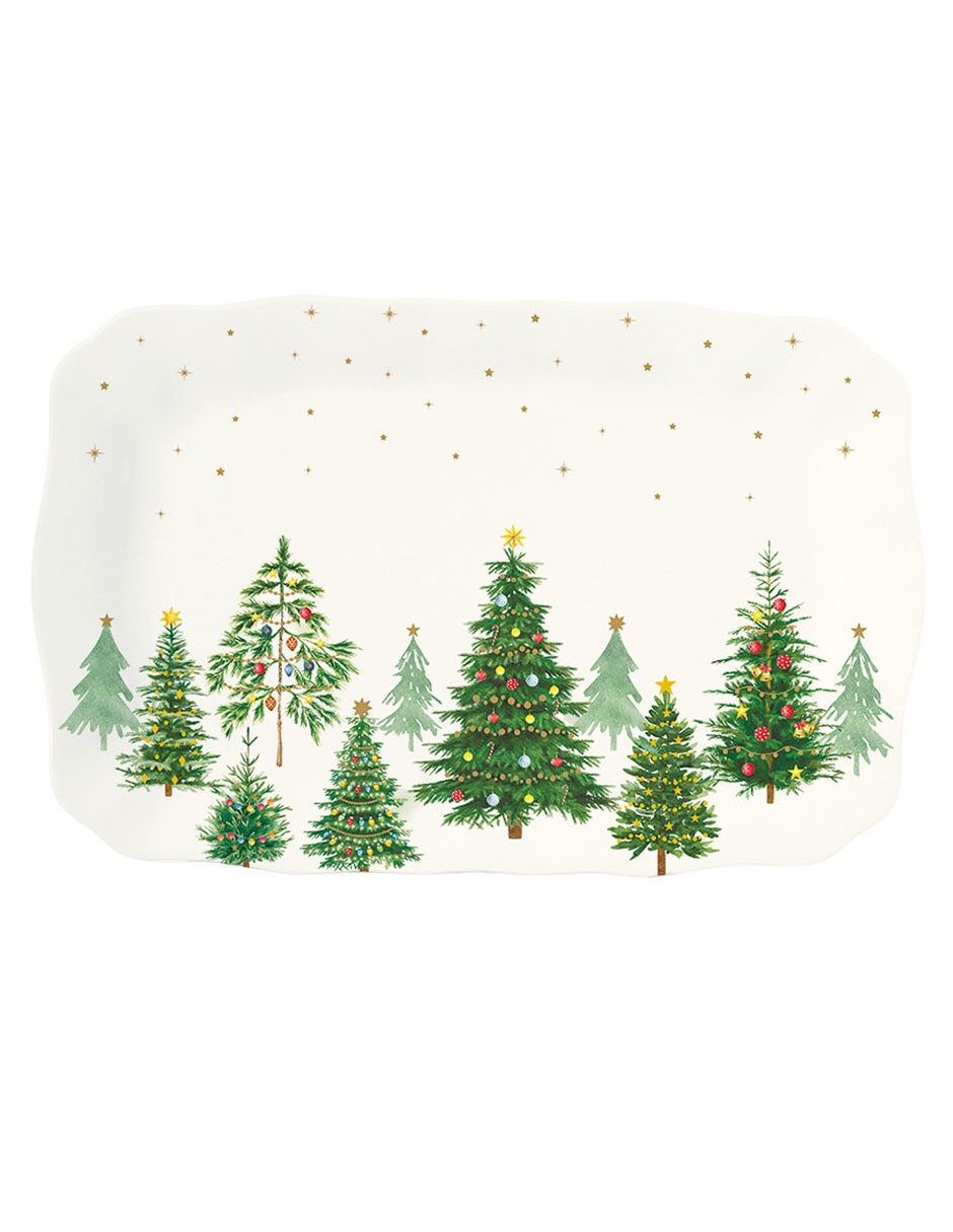 Bandeja de servicio navideña Festive Trees de procelana 1