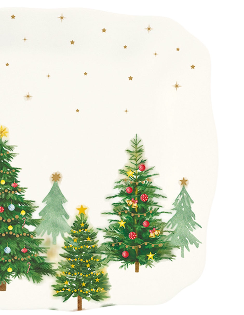 Bandeja de servicio navideña Festive Trees de procelana 2