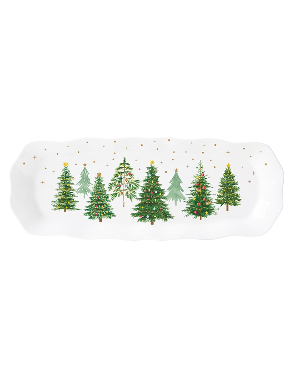 Charola decorativa Festive Trees de porcelana 1