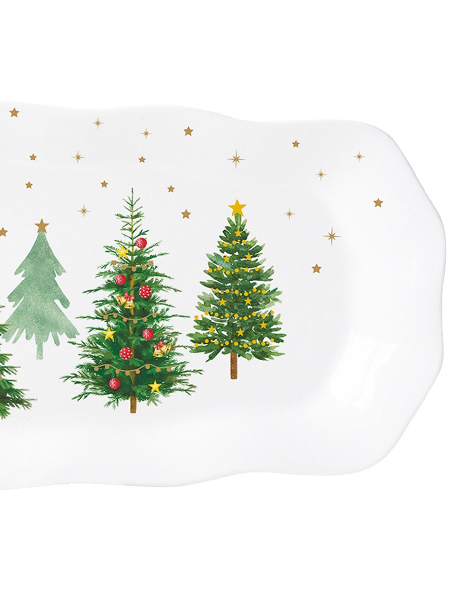 Charola decorativa Festive Trees de porcelana 2