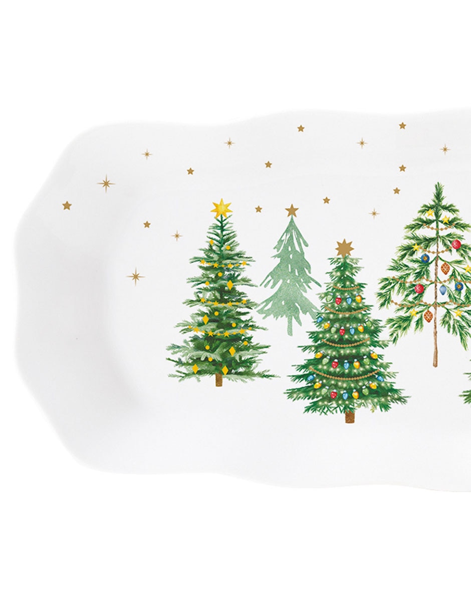 Charola decorativa Festive Trees de porcelana