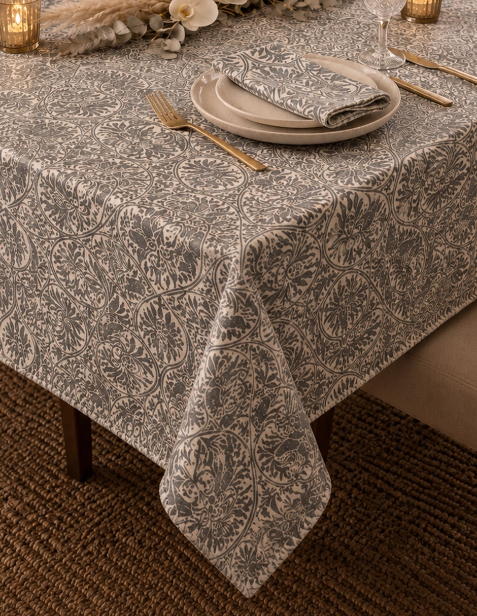 Mantel rectangular de algodón y lino cosecha 4