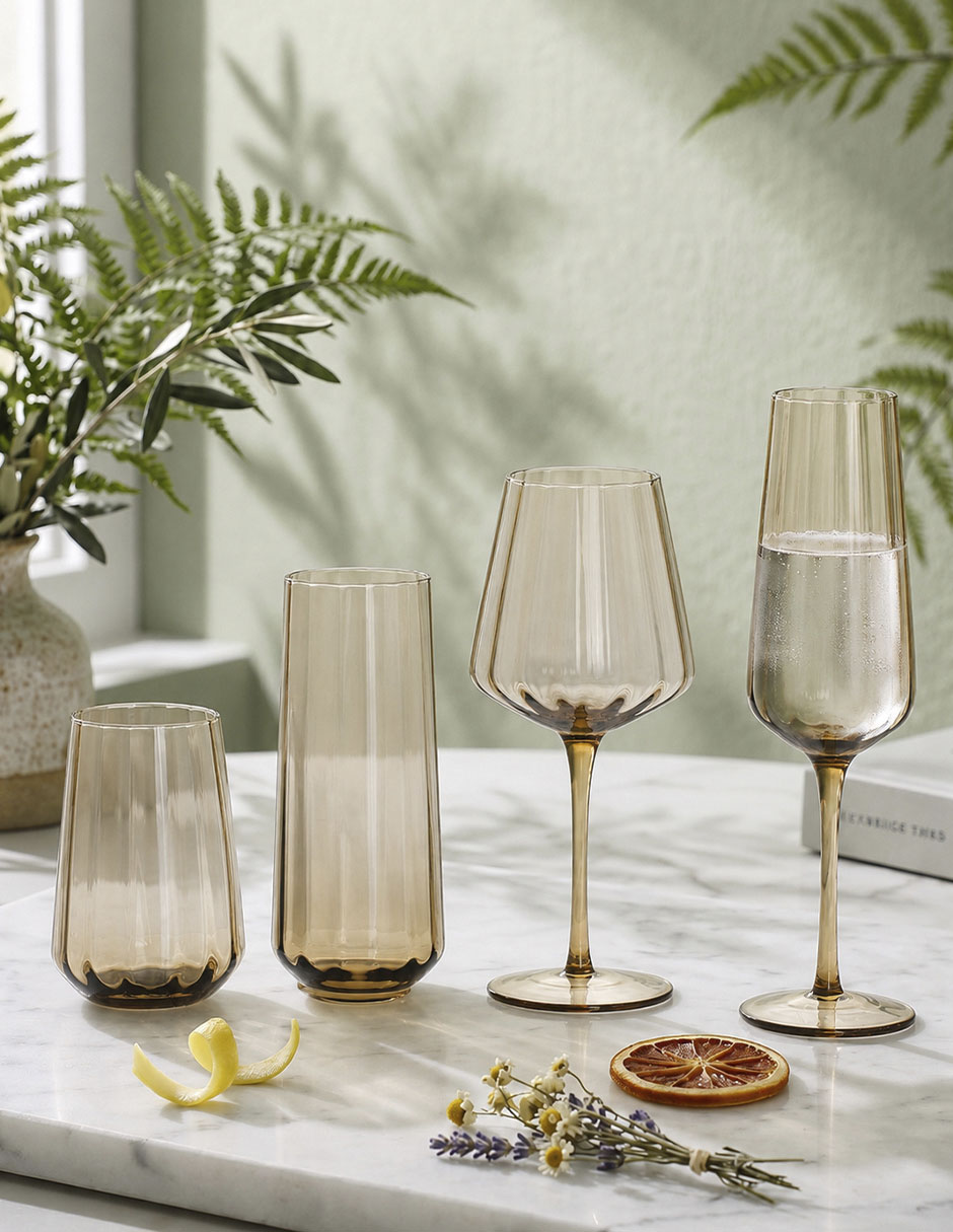 Vaso largo de vidrio soplado