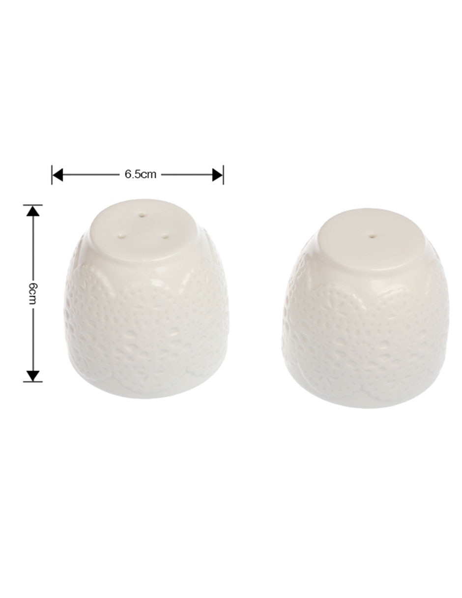 Set salero y pimentero Lacy de porcelana 5