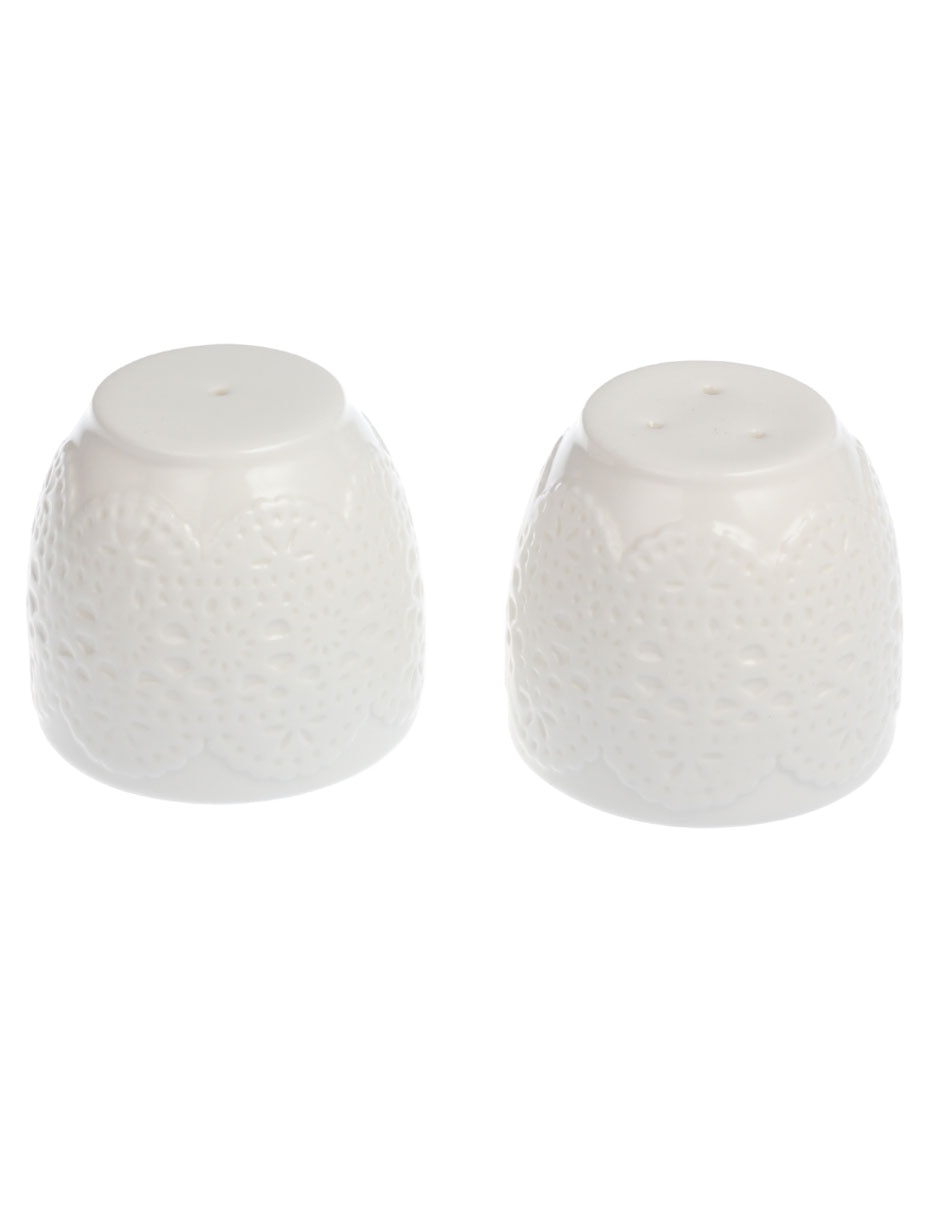 Set salero y pimentero Lacy de porcelana 2