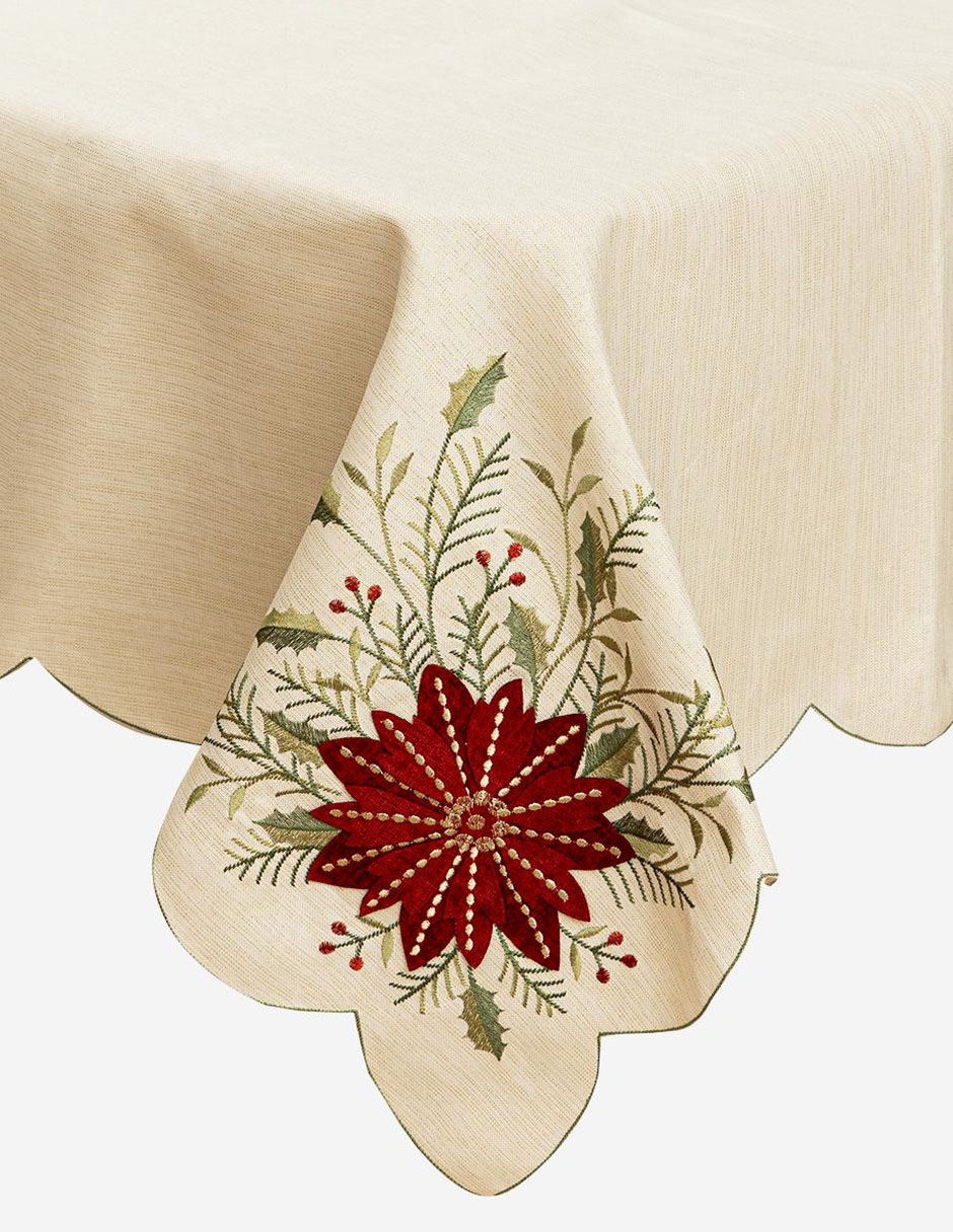 Mantel rectangular Nochebuena clásica 1