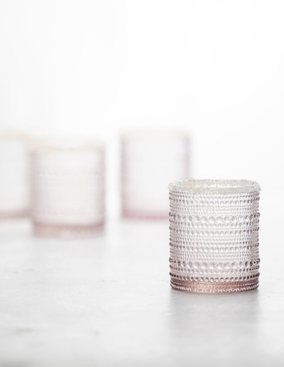 Vaso doble old fashion jupiter rosa de vidrio con 1 pieza 6