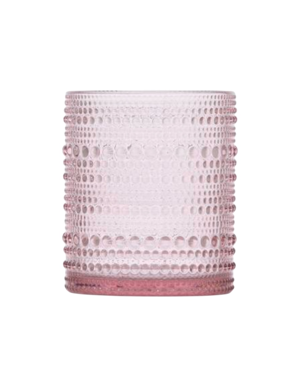 Vaso doble old fashion jupiter rosa de vidrio con 1 pieza