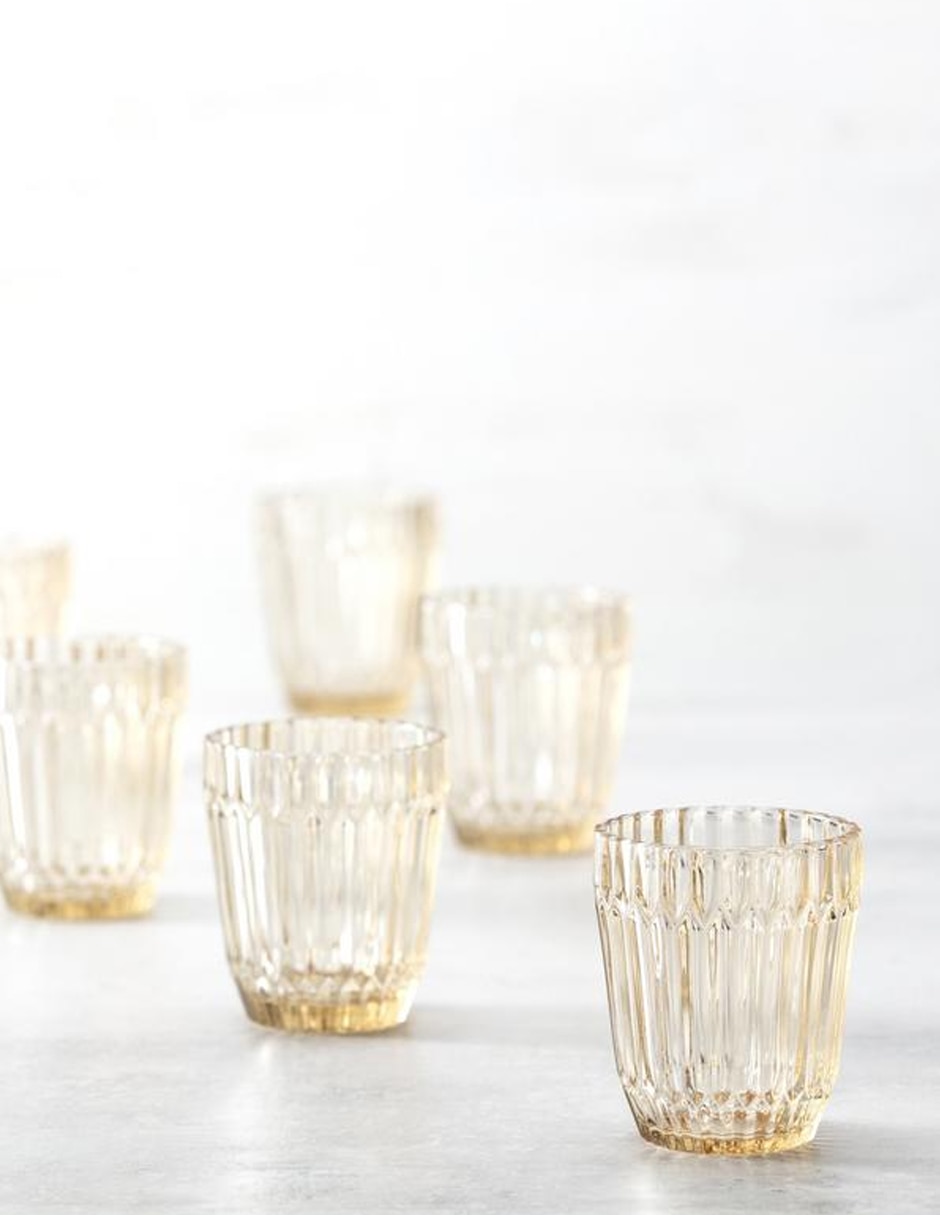 Vaso doble old fashion fortessa archie dorado de vidrio con 1 pieza