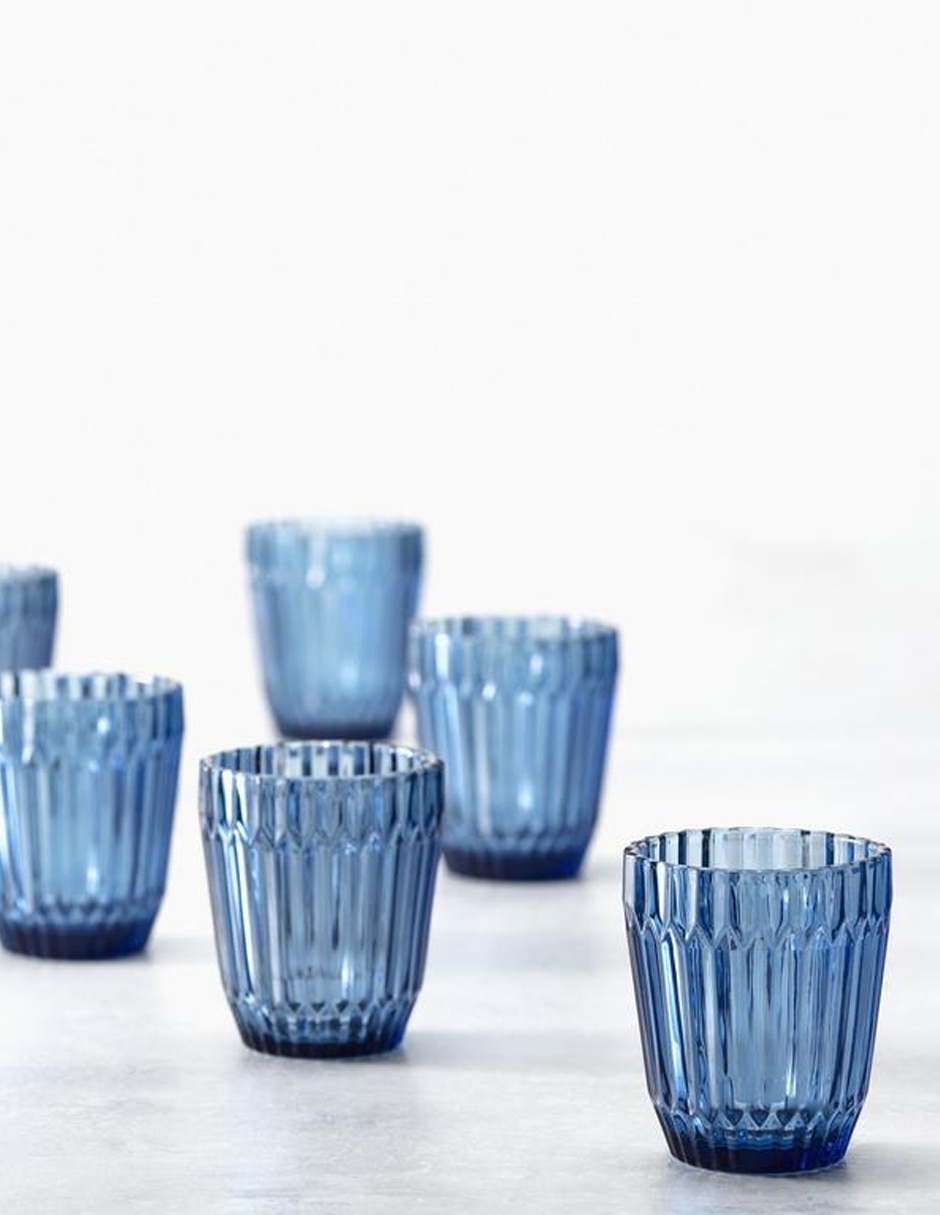 Vaso doble old fashion fortessa archie azul de vidrio con 1 pieza