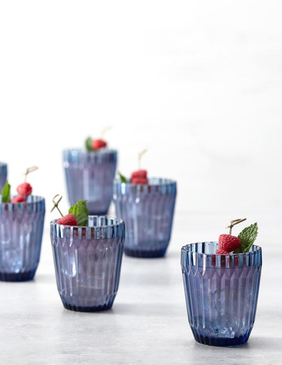 Vaso doble old fashion archie azul de vidrio con 1 pieza Vaso doble old fashion archie azul de vidrio con 1 pieza
