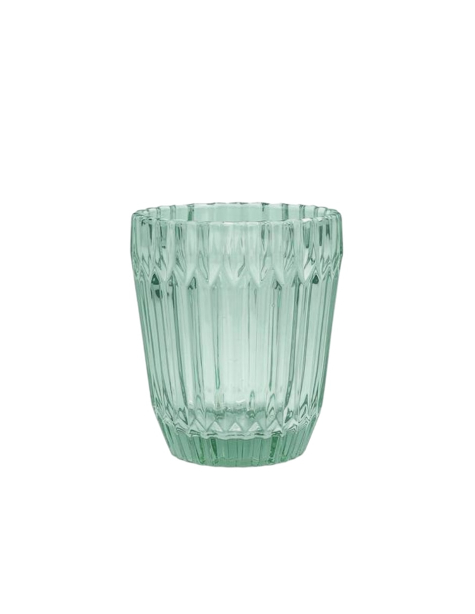 Vaso doble old fashion archie verde de vidrio con 1 pieza