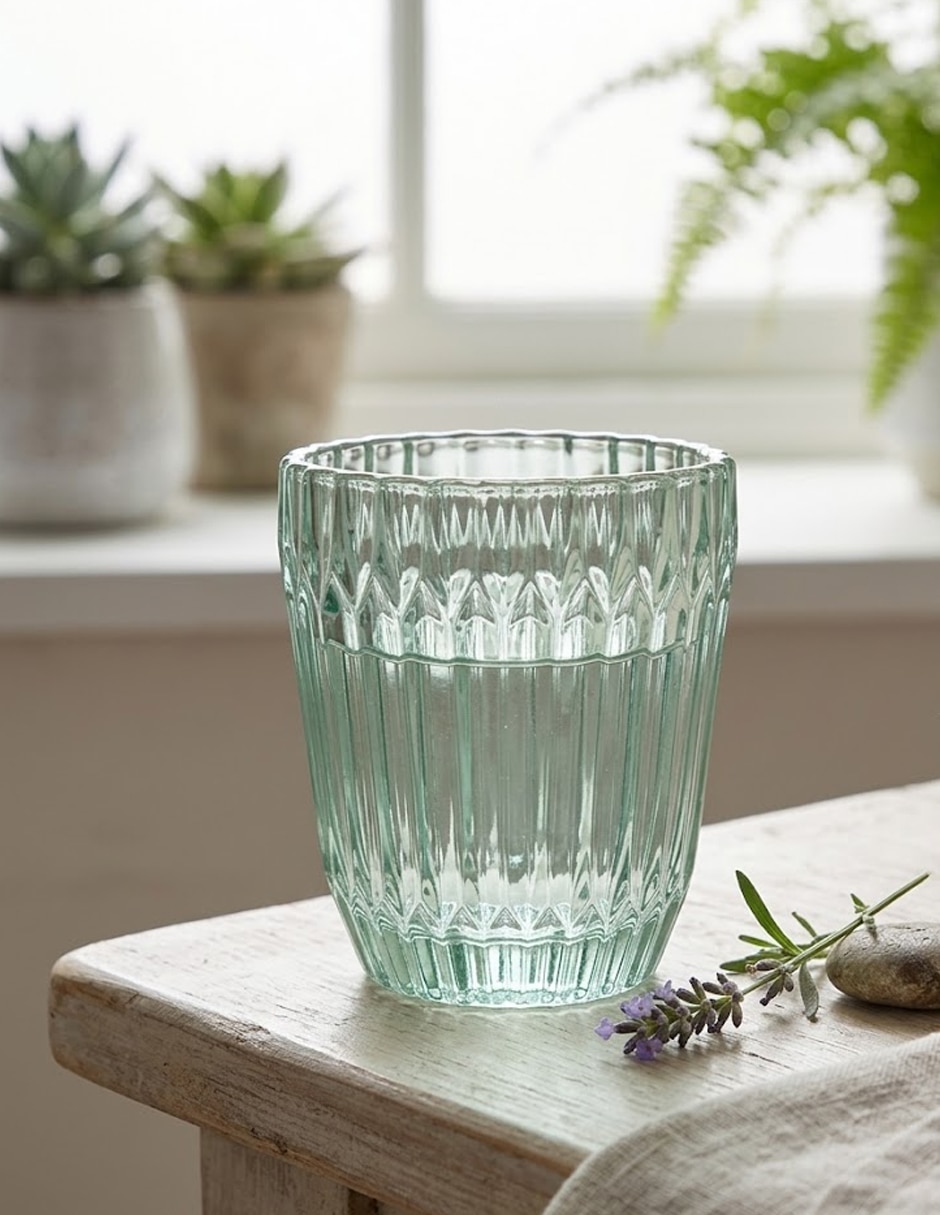 Vaso doble old fashion archie verde de vidrio con 1 pieza