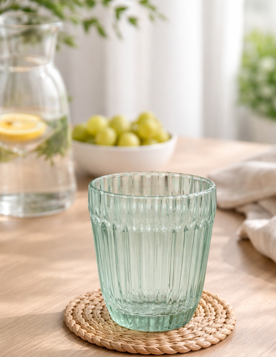 Vaso doble old fashion archie verde de vidrio con 1 pieza Vaso doble old fashion archie verde de vidrio con 1 pieza