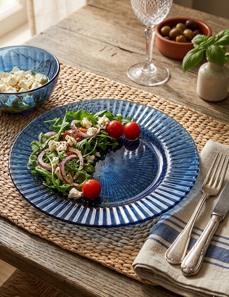 Plato ensalada archie azul de vidrio 1 pieza 3