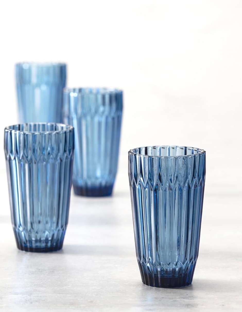Vaso cooler archie azul de vidrio con 1 pieza