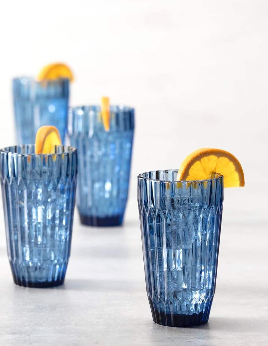 Vaso cooler archie azul de vidrio con 1 pieza