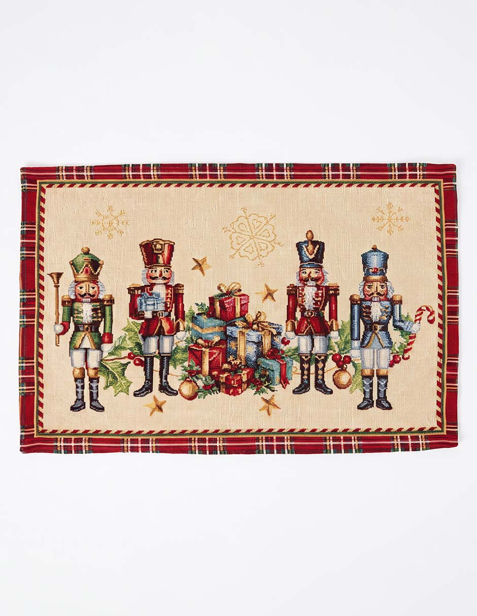 Mantel individual rectangular de algodón y poliéster navidad 2026