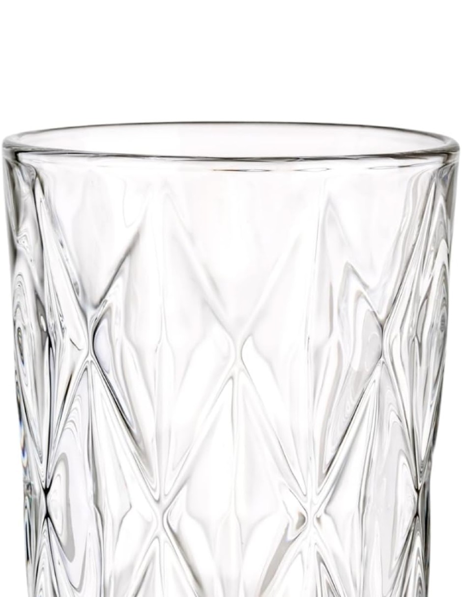 Vaso largo de vidrio con 6 piezas