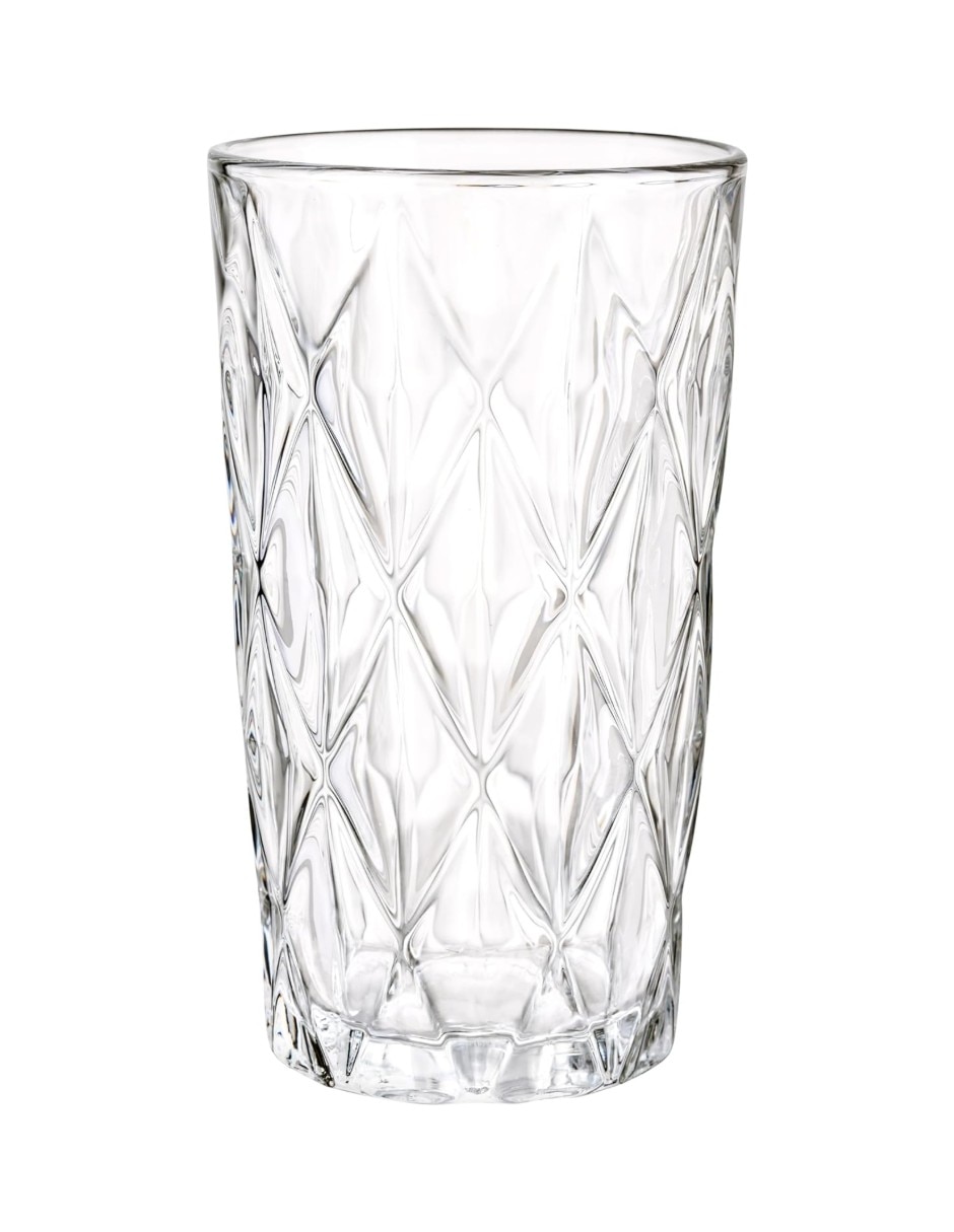 Vaso largo de vidrio con 6 piezas