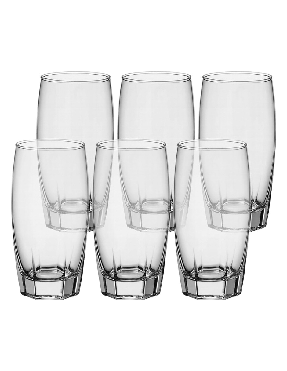 Vaso largo de vidrio con 6 piezas