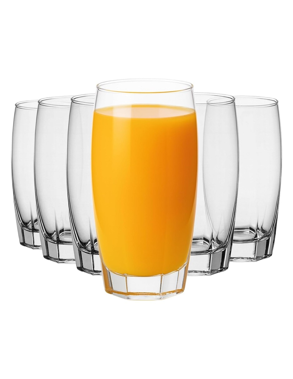 Vaso largo de vidrio con 6 piezas